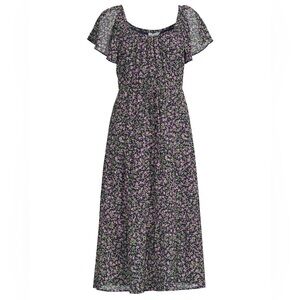 Time and Tru Women's Flutter Sleeve Tiered Dress Medium